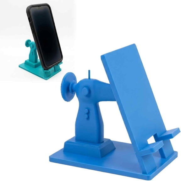 Retro Sewing Machine Shaped Phone Stand, Hands-Free Desktop Cell Phone Mount, Universal Smartphone Holder for Sewists, Crafters & DIY Enthusiasts Blue