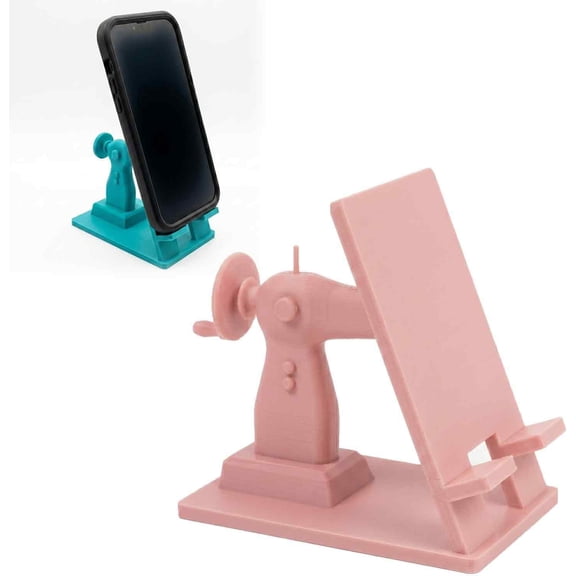 Retro Sewing Machine Shaped Phone Stand, Hands-Free Desktop Cell Phone Mount, Universal Smartphone Holder for Sewists, Crafters & DIY Enthusiasts Pink