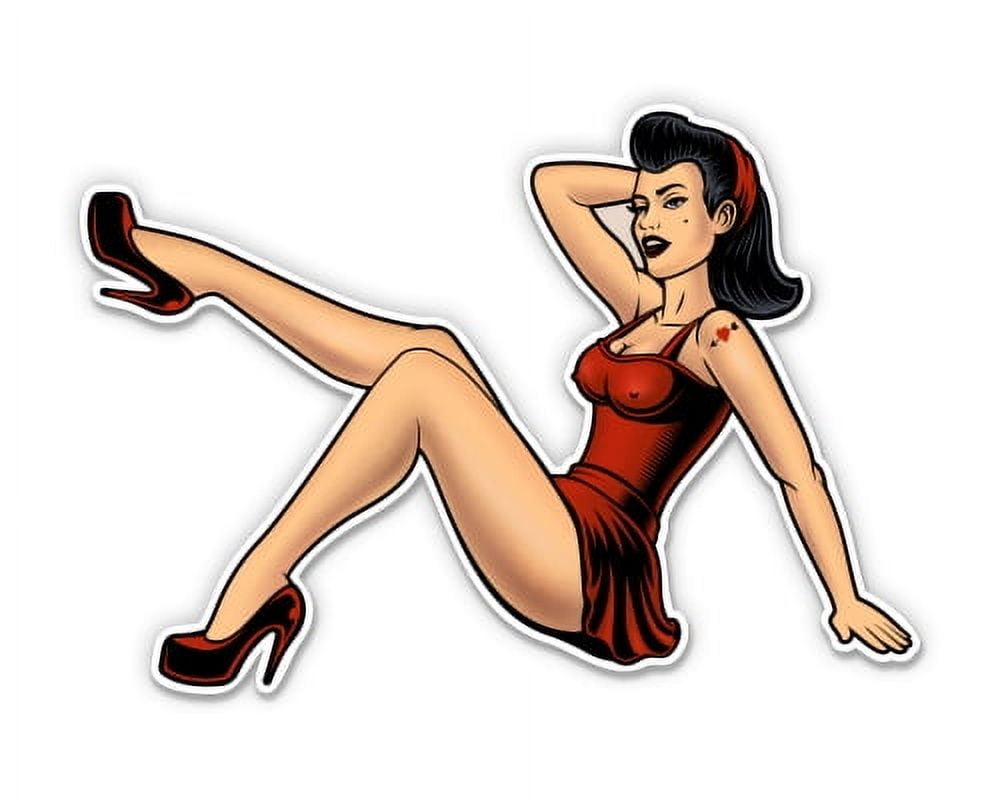Retro Sexy Pin Up Girl - 12" Vinyl Sticker Waterproof Decal - Walmart.com