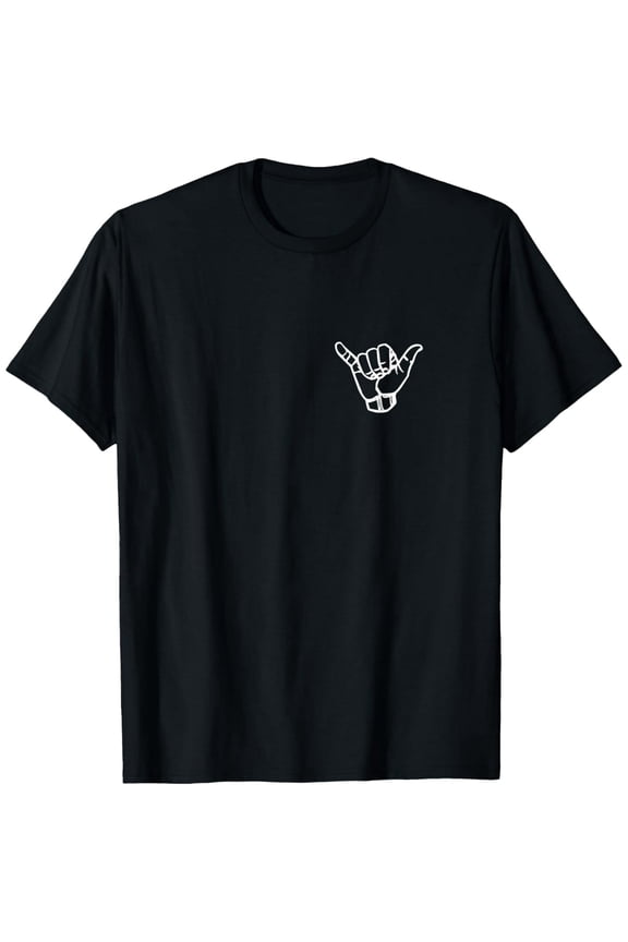 Retro Shaka Hand Sign Graphic T-Shirt - Minimalist Hang Loose Surfing Aloha Tee for Men and Women - Casual Summer Beach Style Top