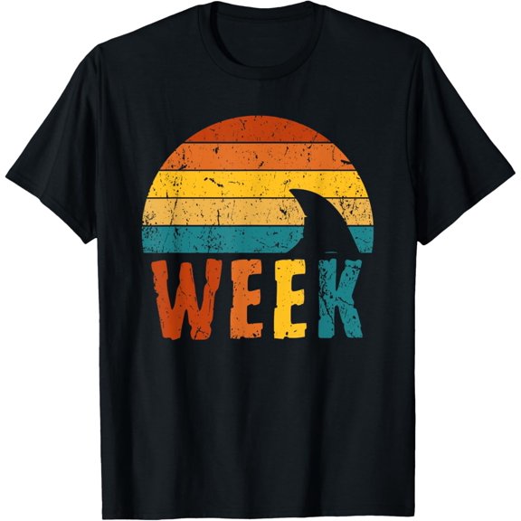 t-shirt Retro Shark Fin 70s 80s Week Cool Sharks Ocean Animal Lover T-Shirt
