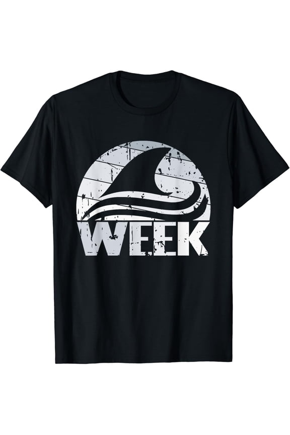 Retro Shark Fin Week 2023 Shark Lover Ocean Wildlife Summer T Shirt