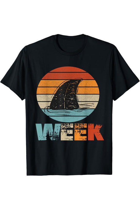 Retro Shark Fin Week 2023 Shark Lover Ocean Wildlife Summer T Shirt