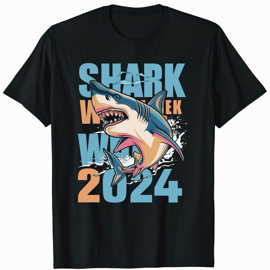 Retro Shark Fin Week 2024 Lovers Animal Ocean Trip Biologist TShirt