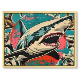 SHARK ポスター A Great White Shark with sunrays just below the surface