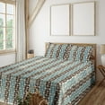 thumbnail image 1 of Ambesonne Retro Fitted & Flat Sheet with Sham 3 Pcs Set, Semicircle and Square Shapes, Twin XL, Cadet Blue Champagne, 1 of 5