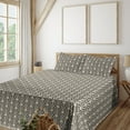 thumbnail image 1 of Ambesonne Retro Fitted & Flat Sheet with Shams 4 Pcs Set, Wave Geometric Motif Art Deco, Full, Dark Grey White Fawn, 1 of 5