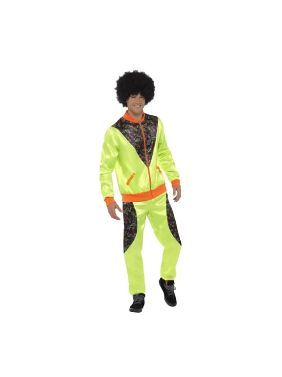 Retro Shell Suit Costume Mens Adult Neon Green 1980s Large Male Fancy Dress Party Book Week Halloween