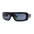thumbnail image 1 of Retro Shield Narrow Rectangle Flat Top Plastic Sunglasses All Black, 1 of 4