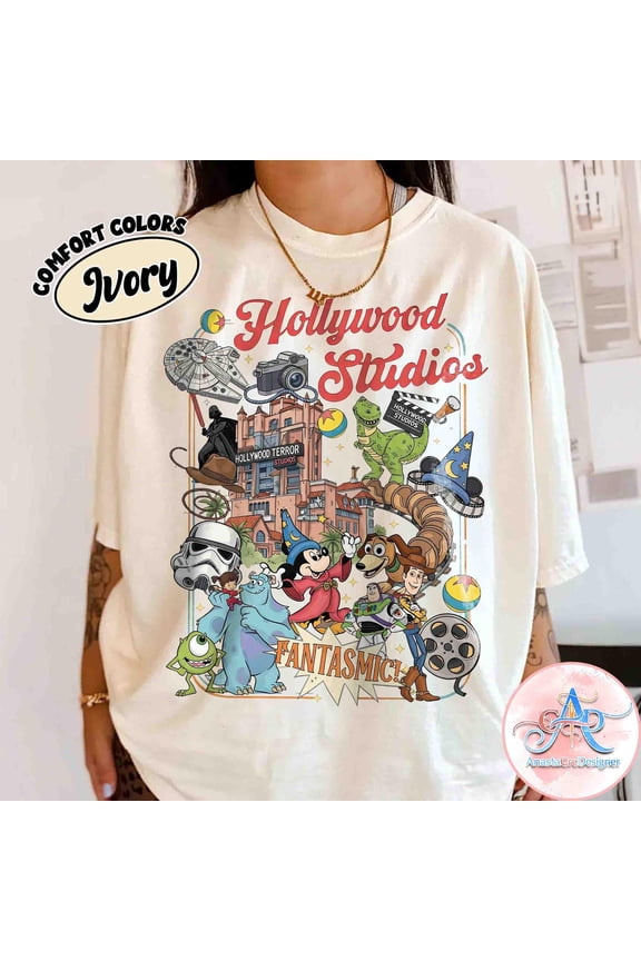 Retro Shirt, Retro Disney Park Collage Tee, Tower of Terror Fantasmic Disney Trip Shirt, Sorcerer Mickey Park Trip Tee