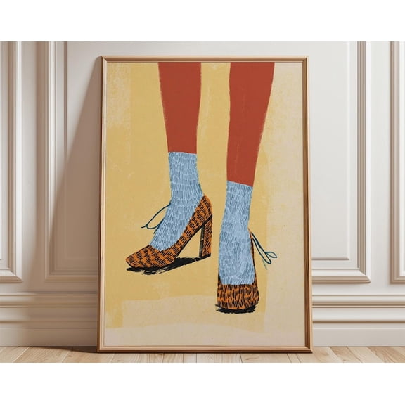 Retro Shoe Fashion Wall Art Print, Unframed Paper Poster 24x36in
