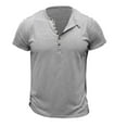 thumbnail image 1 of Retro Short Sleeve Henley Shirts for Men Soft Comfort Solid Tee Shirts Casual Button Down Washed Basic T-Shirts, 1 of 4