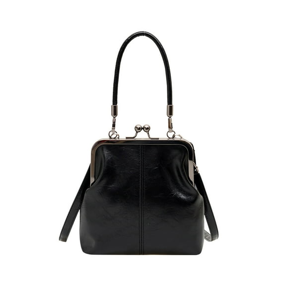 Retro Shoulder Crossbody Bag Vintage Women Bags PU Faux Leather Texture Soft Handle Satchel Spring Casual Purse 7.87x7.48in(Black)