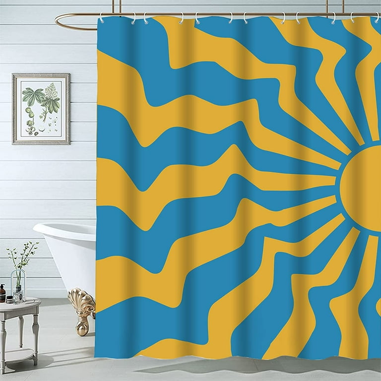 Teal and yellow sales shower curtain