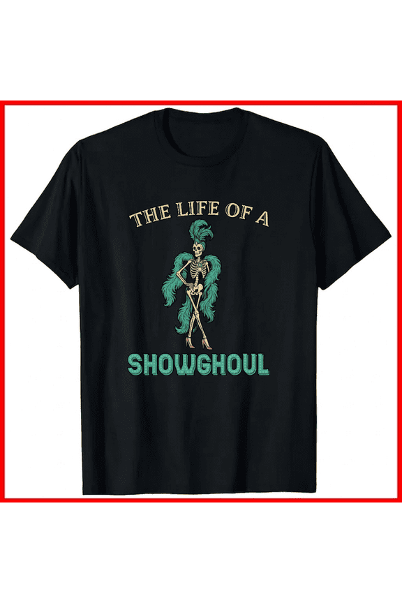 Retro Showgirl Skeleton Burlesque Dancer Funny Vintage Graphic Unisex T-Shirt V17994, up to size 5XL