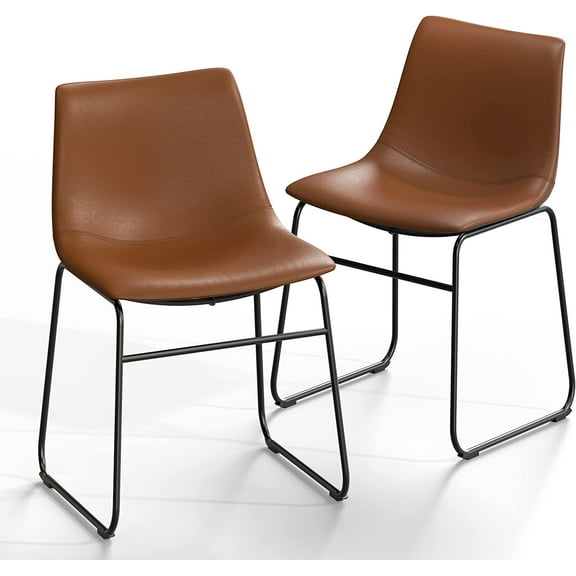 Retro Side Chair Dining Chair with Metal Legs for Kitchen, Living, Dining Room, Set of 2, (Walnut Color) (A-GE17013-USSU014)