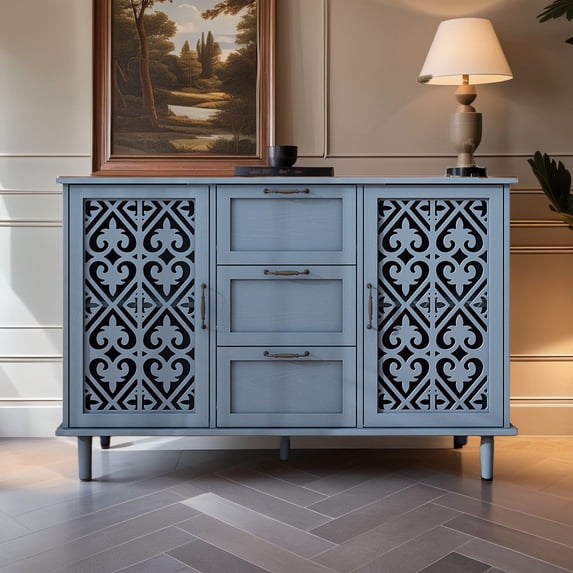 Retro Sideboard Buffet Cabinet with 2 Doors and 3 Drawers, Accent Storage Cabinet Chest for Kitchen,Dining/ Living Room,Hallway