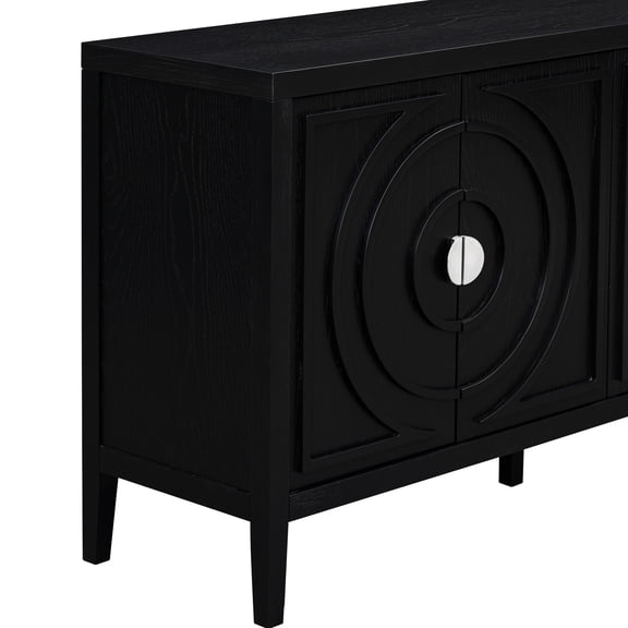 Retro Sideboard In Black - Enhances Functionality Of Your Living Space Cabinet Ideal For Kitchen, Entryway And Room