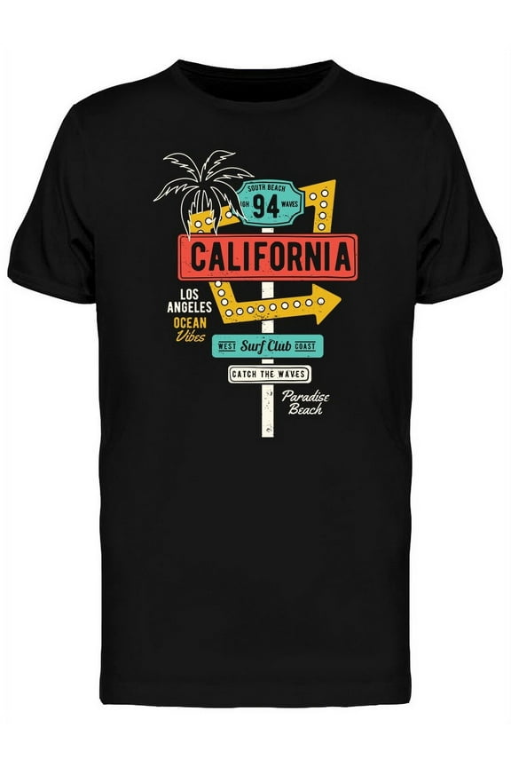Retro Signs California T-Shirt Men -Image by Shutterstock, Male Large