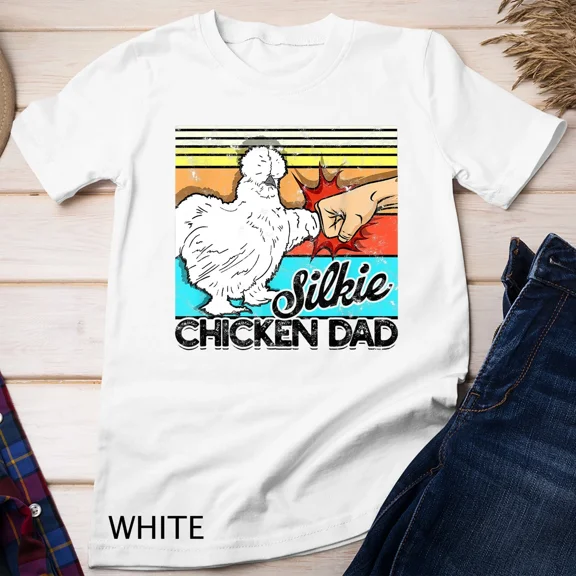 Retro Silkie Chicken Dad Farmer Silky Chickens Unisex Tshirt
