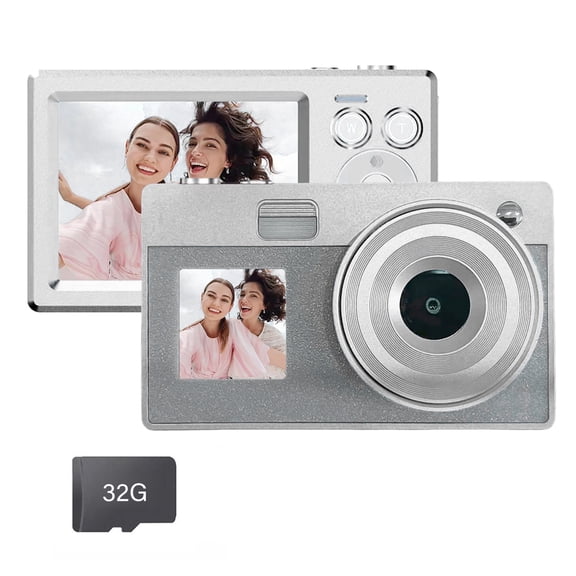 Retro Silver Digital Camera 16x Opticaled Zooming Double Screens High Resolution Imaging For Youth Photography