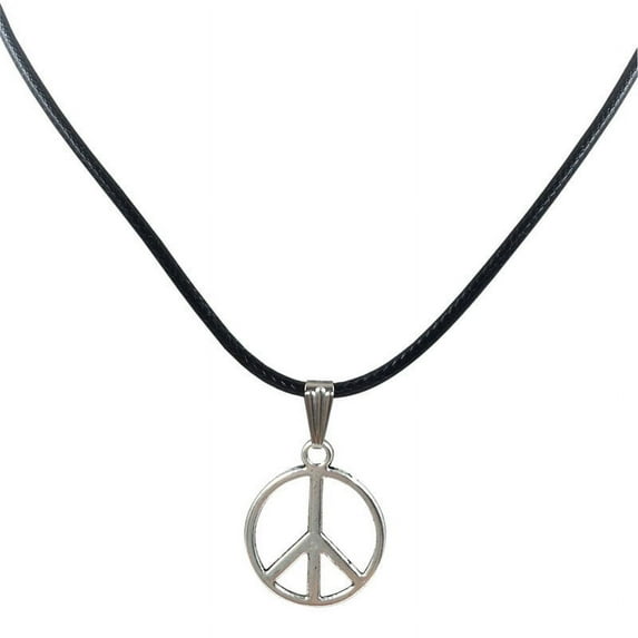 Retro Silver Plated Peace Pendant Necklaces for Women Men Minimalist Fashion Leather Rope Charm Necklace Jewelry Birthday Gifts