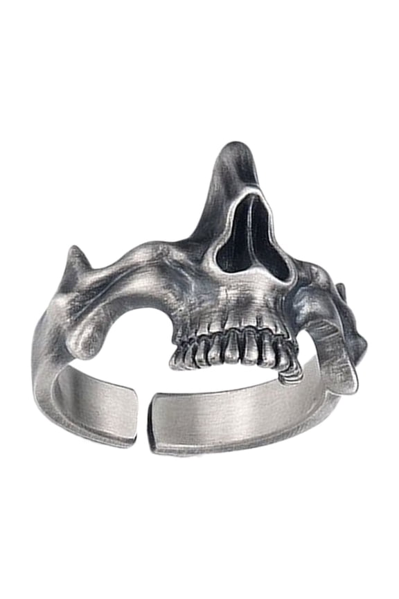 Retro Silver Punk Skull Rings Cool Punk Men's Skull Rings Accessory Distinctive Rings Jewelry Ornament