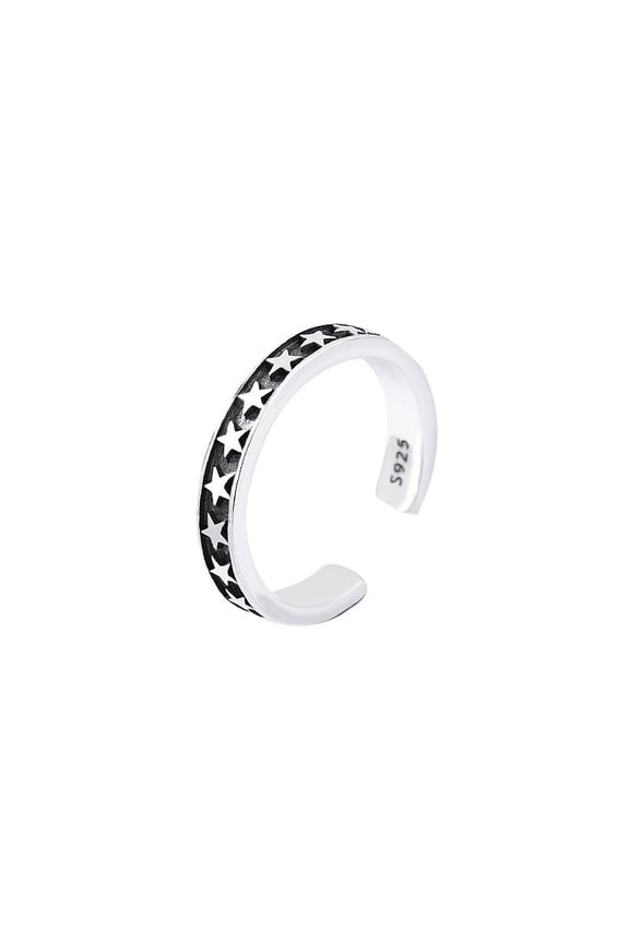 Retro Silver Star Ring: Korean Style Fashion Opening Ring, Individually Packed, Simple Design