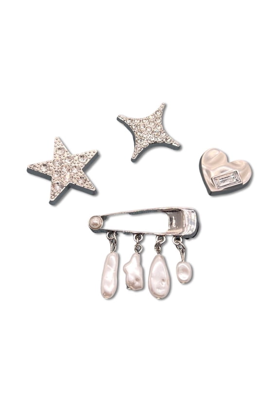 Retro Silver-toned Star-shaped Shoe Charms/accessories for DIY Shoe Decoration