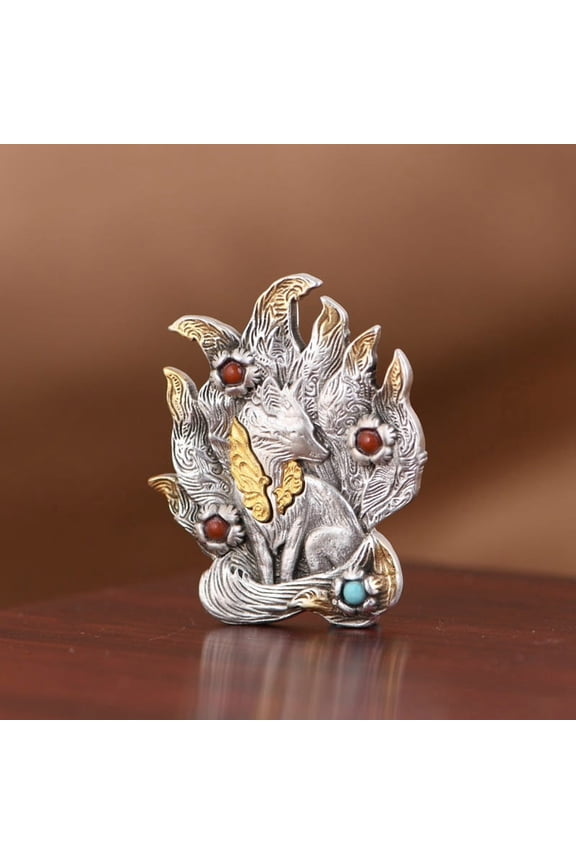 Retro Simple Silver Plated Nine-tail Fox Pendant