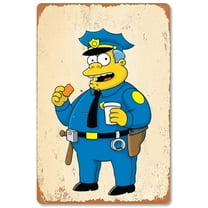 Retro Simpson Cartoon Metal Tin Sign Clancy Wiggum And Homer Simpson Were Playing In The Morgue Poster Vintage Metal Plaque Wall Decor Gift For Restaurant Farm Bathroom Bedroom Cafe 8x12 Inch