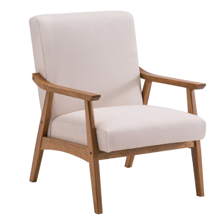Retro Single Sofa Chair Easy Assemble Solid Wood Indoor Leisure Chair With Backrest Vintage Leisure Single Sofa Chair With Soft Cushion
