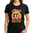 thumbnail image 1 of Retro Sisters Graphic Cotton Short Sleeve T-Shirt - Vintage Cartoon Design with Sunset & Heartfelt Message, 1 of 5