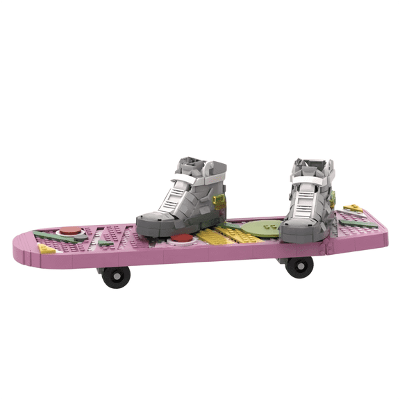 Retro Skateboard with Sneakers Building Blocks Set, Creative Collectible Model, Creative Birthday Gift, Home Office Table Centerpiece
