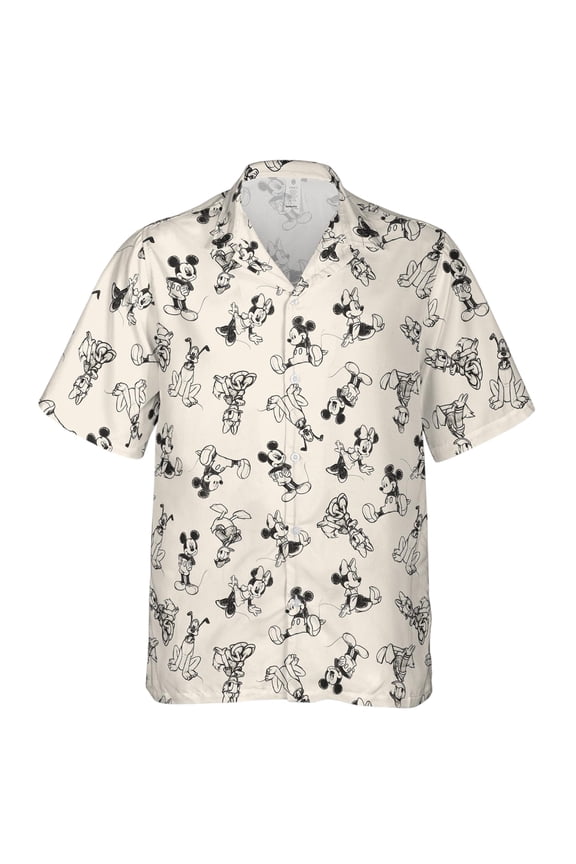 Retro Sketch Mickey And Friends Hawaiian Shirt, Mickey Button Up Shirt, Disney Mickey Lover Gift