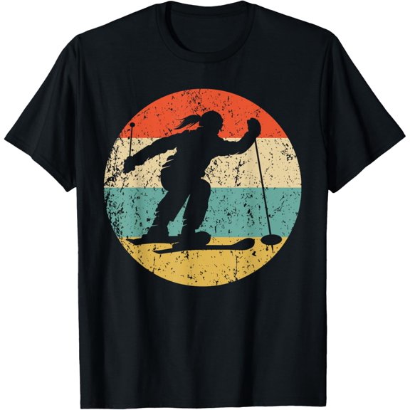 Retro Skier Female Athlete Skiing Girls Sports T-Shirt