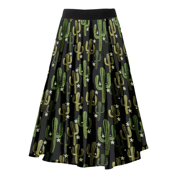 Retro Skirts Swing Women's High Waist Print One Size Skirt