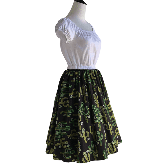 Retro Skirts Swing Women's High Waist Print One Size Skirt
