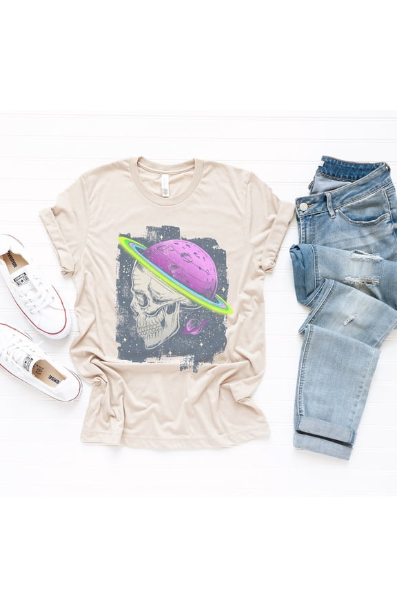 Retro Skull TShirt Retro Space Shirt Universe TShirt Retro Skeleton Shirt Distressed Skull