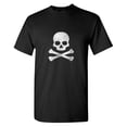 thumbnail image 1 of Retro Skull and Crossbones Graphic Tee - Vintage Pirate Style Black Cotton T-Shirt for Men and Women - Edgy Gothic Streetwear Top, 1 of 6