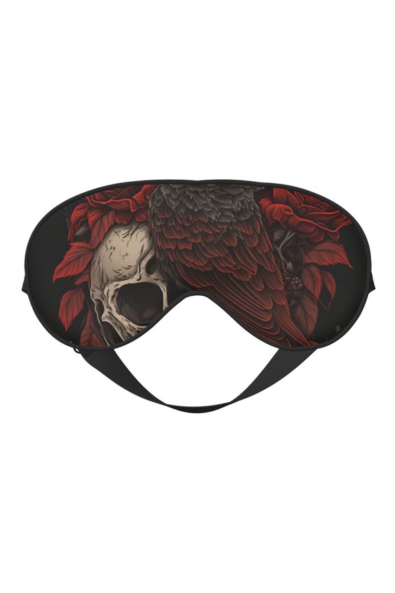 Retro Skulls Roses Raven Soft Faux Silk Sleep Mask, Eye Mask, Reversible Double-Sided for Travel, Shift Work, Meditation