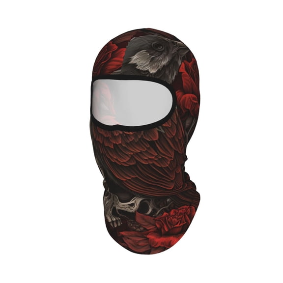 Retro Skulls Roses Raven Unisex Balaclava Ski Mask Full Face Cover for Cold Weather & UV Protection, Breathable Cooling Helmet Liner