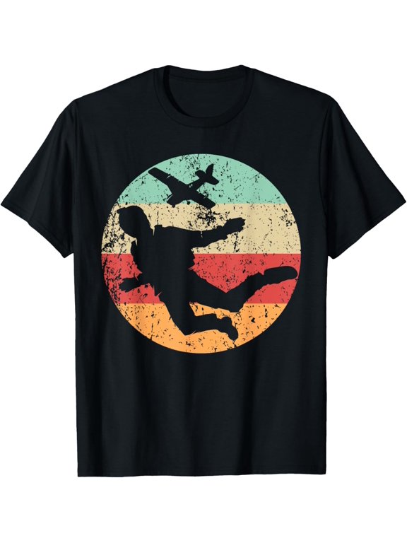 Retro Skydiver Extreme Athlete Skydiving T-Shirt men and women can wear, black, white, gifts