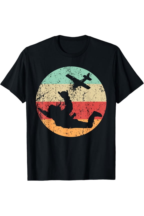 Retro Skydiver Female Athlete Skydiving Girls Sports T-Shirt men and women can wear, black, white, gifts