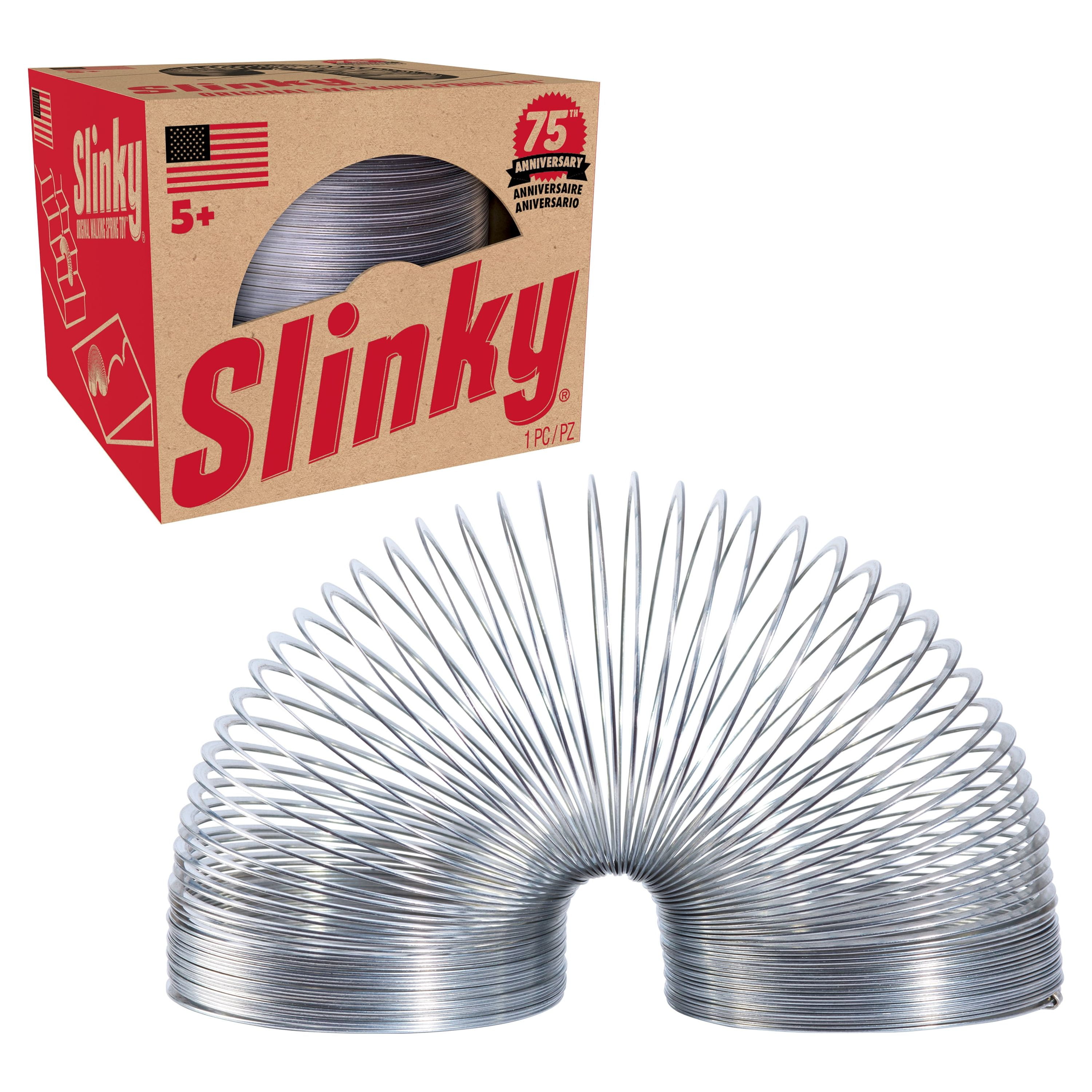 Retro Slinky the Original Walking Spring Toy, Silver Metal Slinky, Ages 5+ $5.76