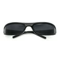 thumbnail image 1 of Retro Slit Thin Narrow Rectangle Curved Wrap Sport Plastic Sunglasses All Black, 1 of 7