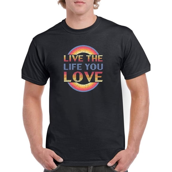 Retro Slogan Live Life Love T-Shirt Men -Image by Shutterstock, Male Large