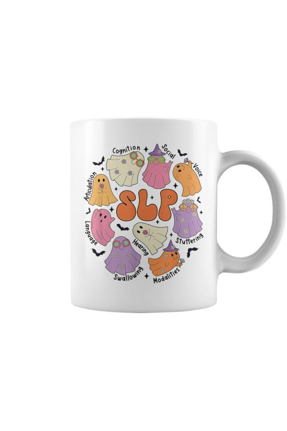 Retro Slp Ghost Halloween Speech Therapy Autumn Fall Coffee Mugs