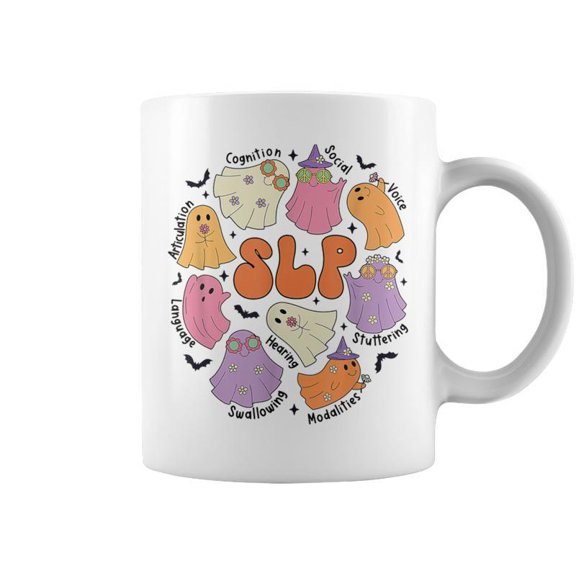 Retro Slp Ghost Halloween Speech Therapy Autumn Fall Coffee Mugs
