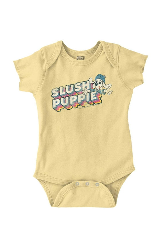 Retro Slush Puppie Vintage 80s Logo Romper Boys or Girls Infant Baby Brisco Brands 12M
